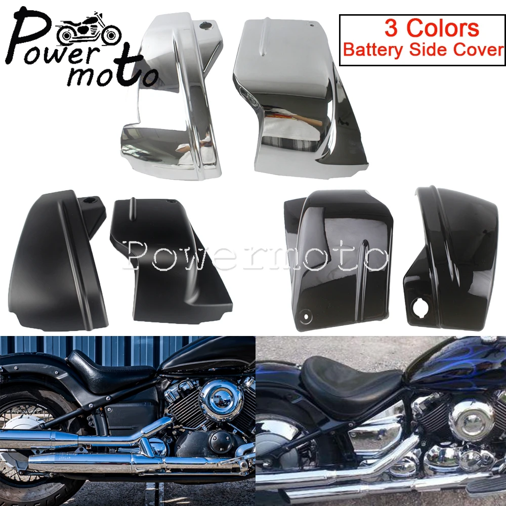 

Chrome/Black ABS Plastic Motorcycle Side Battery Fairing Covers For Yamaha V-Star 650 DragStar 650 XVS650 XVS650A Custom Classic