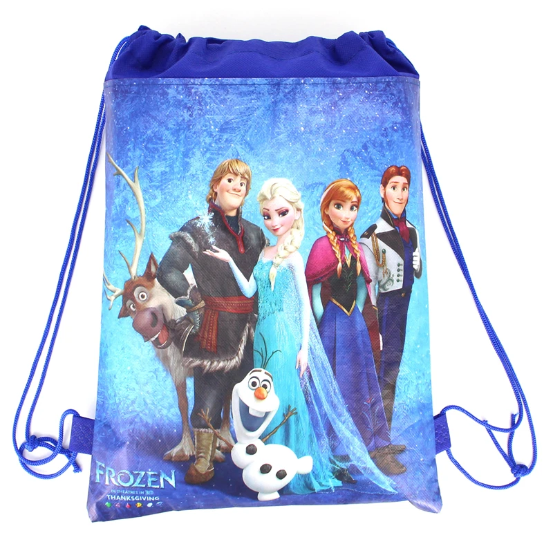 1Pcs Disney Cars Mickey Minnie Coco Sofia Frozen Six Princess Winnie Non-woven Shopping Bag Drawstring Backpack party supplies