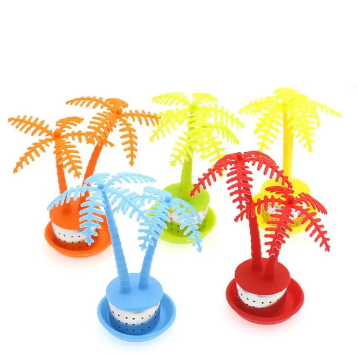 

Silicone Tea Strainer Coconut Tree Leaf Tea Infuser Filter Teapot For Loose Filter Tools Kitchen Tool Gifts SN3610