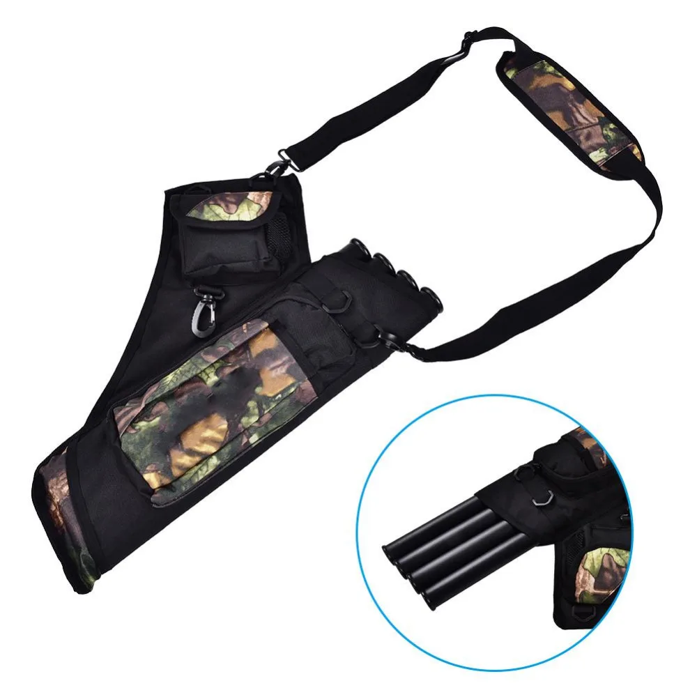 Canvas Back Archery Holder Arrow Quiver Bag With 4 Tubes for Outdoor Camping Hunting Shooting Accessories Hunting Belts Backpack