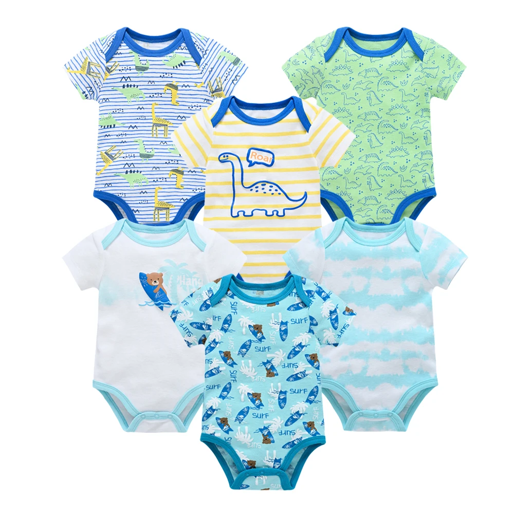 2024 New Summer Baby Bodysuit 3 6 Pcs/set Short Sleeve Cartoon Cotton Clothes Body bebe Newborn Clothes Infant Overalls