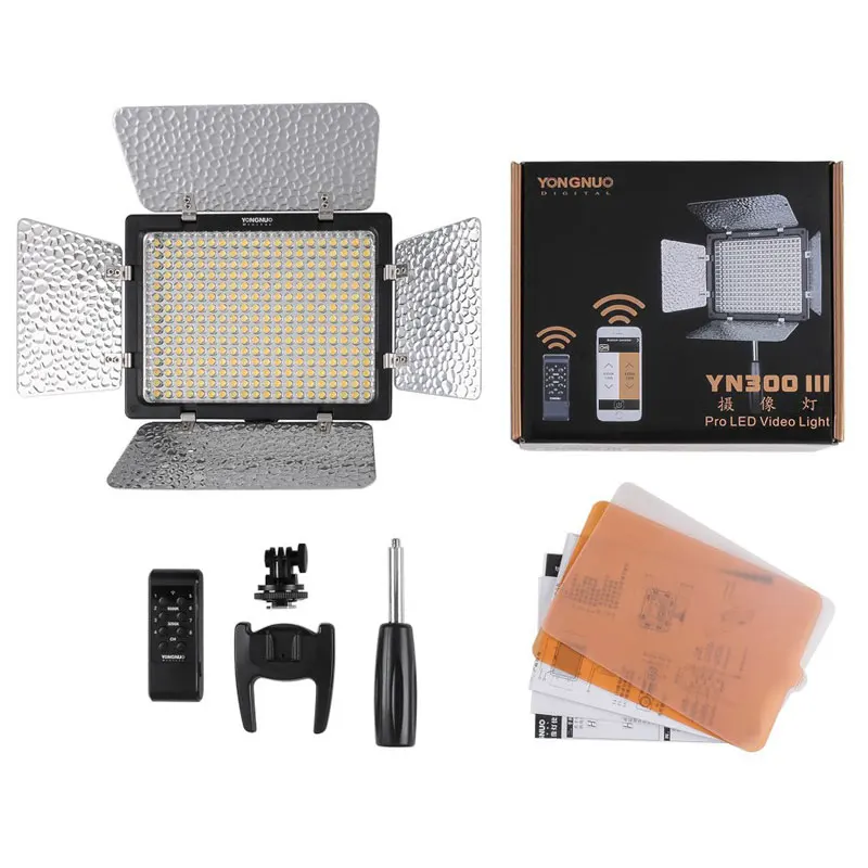 YONGNUO YN300III YN300 III YN-300III 3200k-5500K CRI95 Camera Photo LED Video Light Optional with AC Power Adapter + Battery KIT