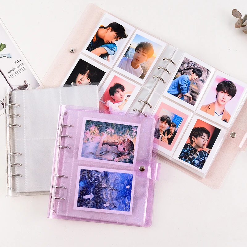 SKYSONIC 3/5 Inch PVC Portable Photo Album +25pc Refill Bags 100/200 Pockets For Mini Instax & Name Card 50s Binder Cards Holder