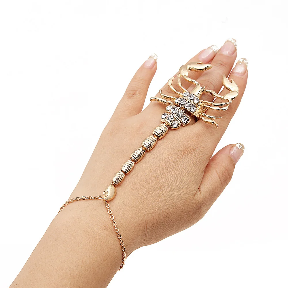 New Exaggerated Punk Scorpion Ring Bracelet Zircon Adjustable Personality Animal Big Ring Unique Hip-hop Rock Style Jewelry