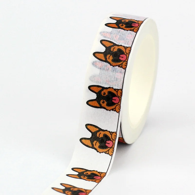 

NEW 1PC. Decorative Cute german shepherd puppy Paper Washi Tape for Journaling Adhesive Masking Tape Papeleria