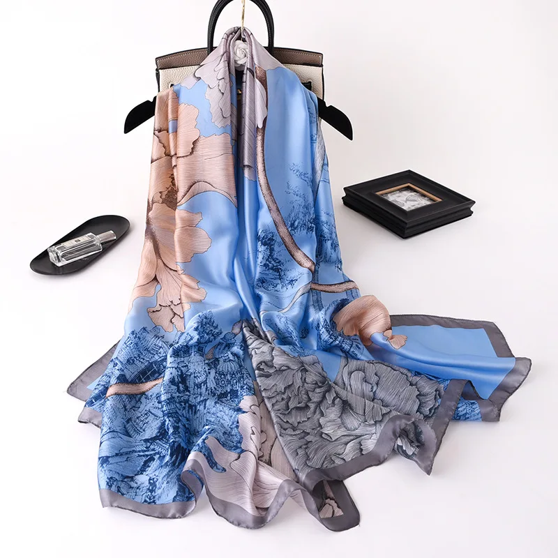 Luxury Brand Spring Autumn New Scarf Women Sun-resistant Beach Shawl Soft Silk Scarves Chiffon Hijab Foulard Bandanna Muffler