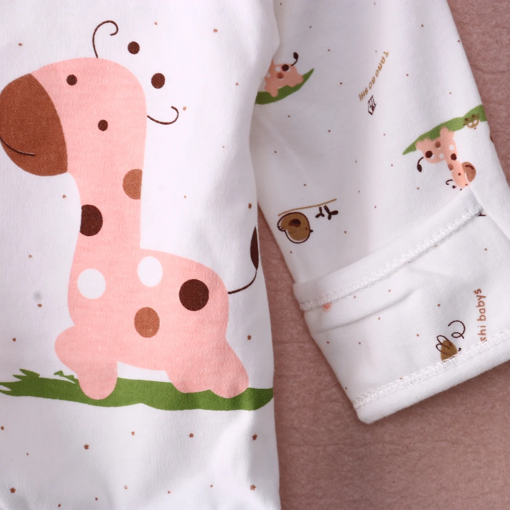 0-3M Newborn Baby Unisex Clothes Underwear Animal Print Shirt and Pants 2PCS Boys Girls Cotton Soft