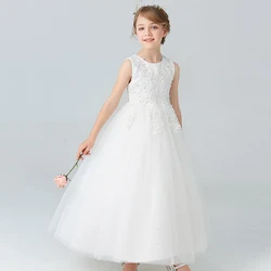 Girl's Princess dress Birthday Party Wedding dress Piano costume Beaded Lace Bubble skirt Summer style Dress