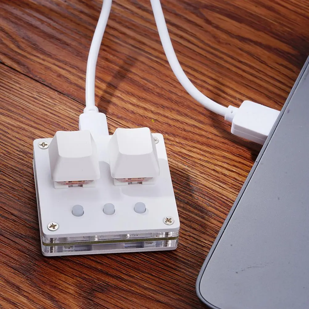 OSU Keyboard Mini 2 Key Keyboard Gaming Keyboard Pemrograman Tombol Makro Keyboard Mekanis Sakelar Biru/Merah