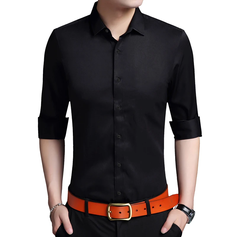 Royal Blue Men\'s DressLong Sleeve Shirt, Business Slim Fit Cotton Shirts, White Black Purple Red Camisa Male Chemise S-5XL