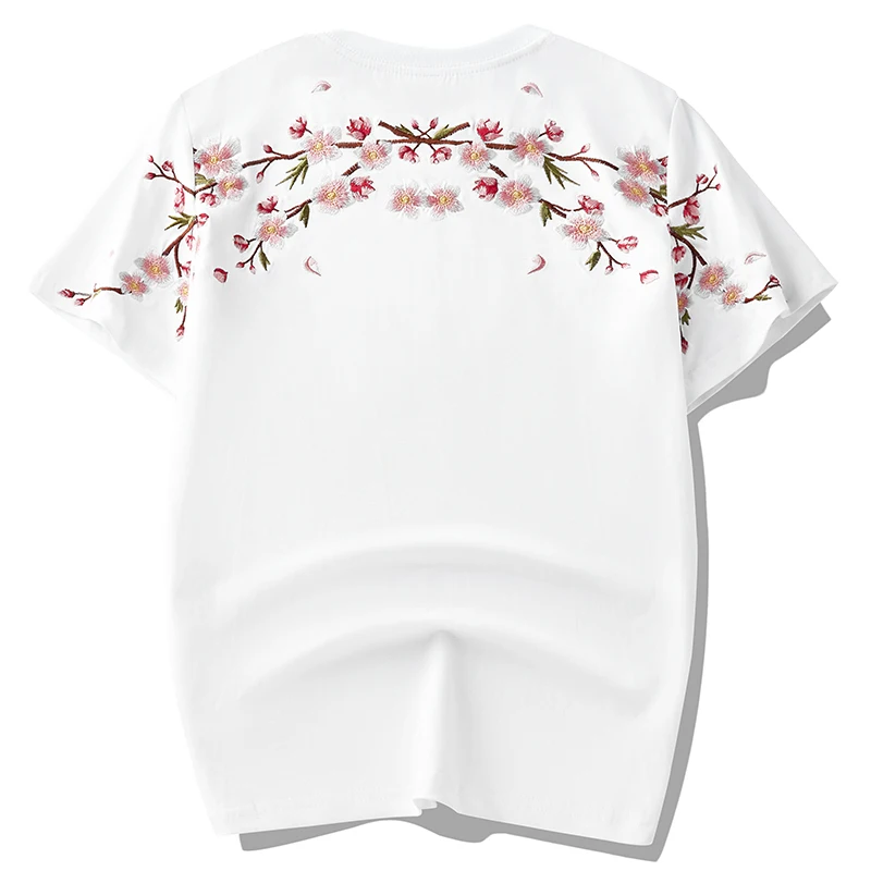 Borduren T-shirt Mannen Vrouwen Bloem Losse Casual T-shirt Zomer Katoenen Hip Hop Tee Tops Korte Mouwen Mannelijke Harajuku streetwear