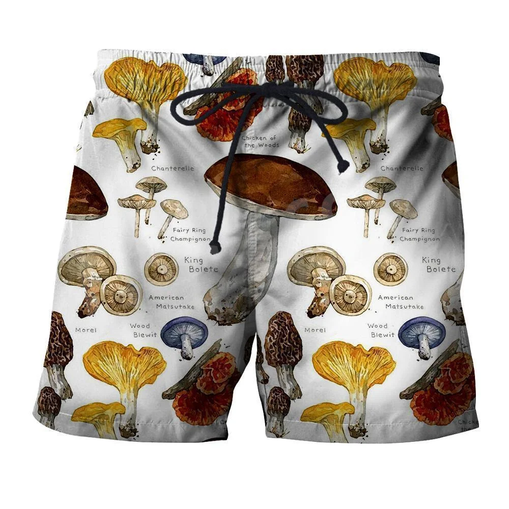 Tessffel NewFashion Plants Mushroom Fungus Camo Hippie Colorful 3DPrint Unisex Casual Short Pants Summer Shorts Men/Women A1