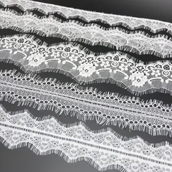 (3 meters/lot) White Eyelash lace fabric Sewing Garment Ribbon Wedding Dress Curtain Material