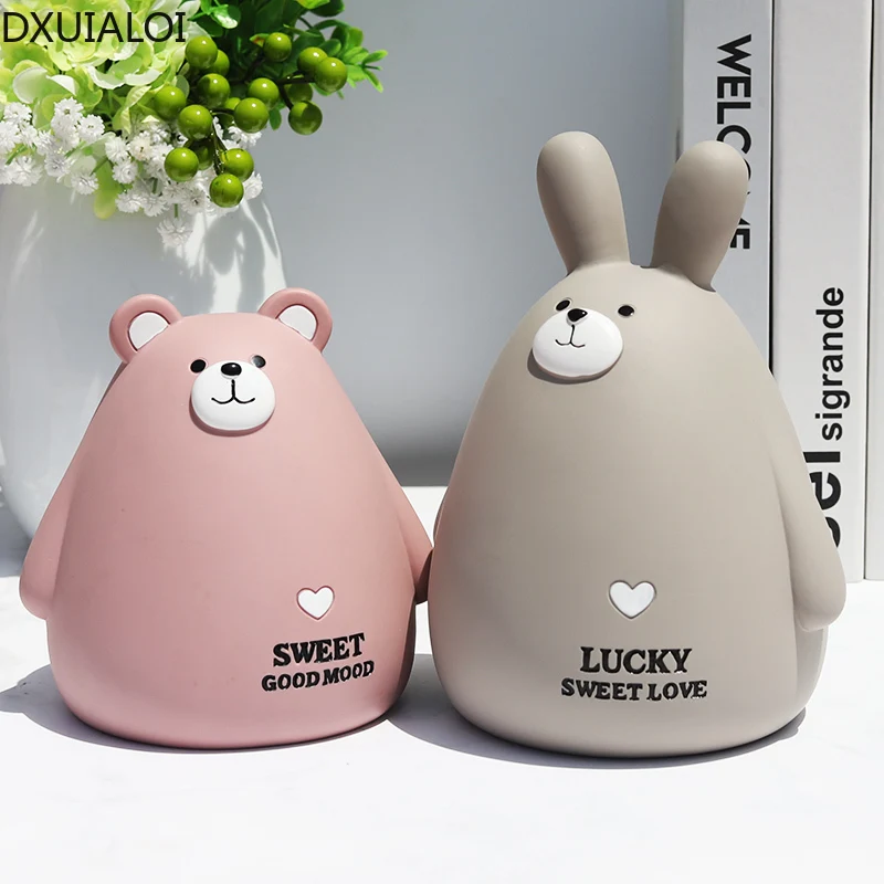 Cartoon rabbit piggy bank ornaments nordic animal piggy  bank creative cute piggy bank children's room decoration DXUIALOI