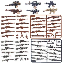 2PCS WW2 Soldiers Figures Military Camo Weapons Building Blocks Wood Grain Printing Guns Model SWAT Accessories Bricks Toys C330