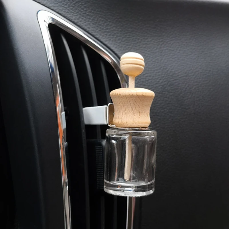 Car Outlet Empty Perfume Bottle Cylinder Refillable Transparent Car Vents Deodorant Air Conditioning Perfume Bottle Glass Bottle