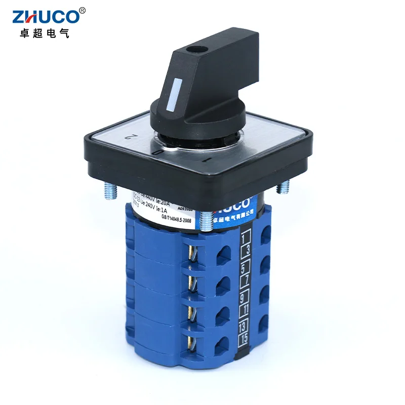 ZHUCO SZW26/LW26-20 Ui 660V 20A 16 Thiết Bị Đầu Cuối Có 1-0-2 4 Giai Đoạn 64X64 48X48Mm Bảng Điều Khiển núi Đa Năng Núm Xoay Cam Changeover Công Tắc