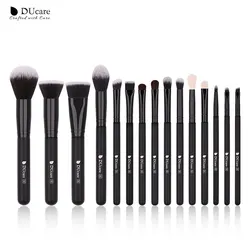 DUcare Makeup Brushes Set 15pcs Professional Powder Foundation Eyeshadow Eyeliner Eyebrow Cosmetic Tools Black Make up Brush