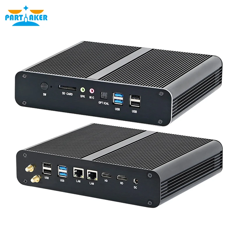 Partaker-Mini PC Intel Core i7 1065G7 i5 1035G4, 2 ranuras de RAM máx. 64GB, RAM DDR4, 2 x HDMI2.0, 2 x LAN, 8 x USB