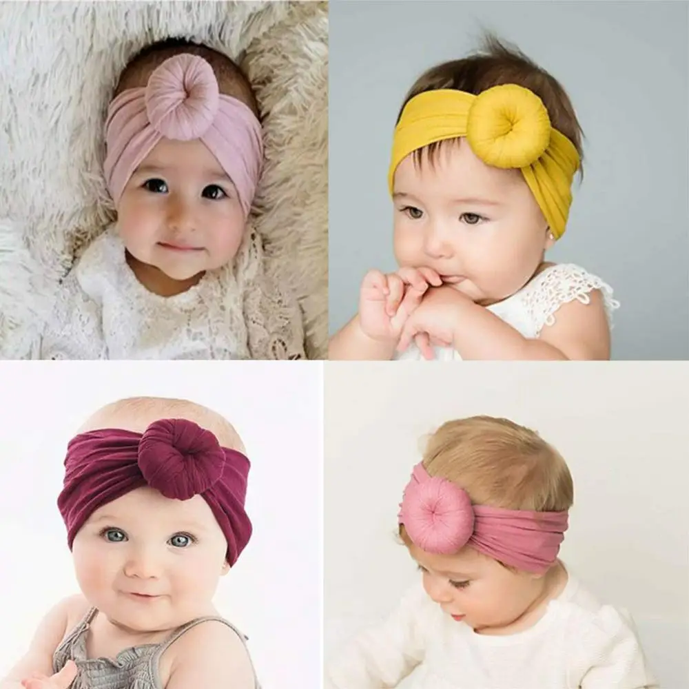 10Pcs Baby Headbands Turban Head Wrap Stretch Bow Soft Wide Nylon Hairband for Newborns Infants Toddlers