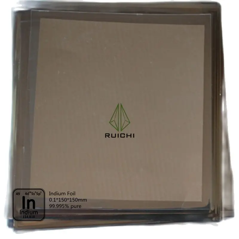 Indium Foil 0.1*150*150mm RUICHI 99.995% Pure Indium Foil Metal Sheet