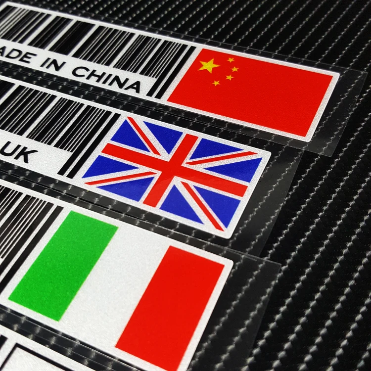 Made in Italy China  Germany USA Japan Russia bar code stickers funny vinyl  flag motorcycle sticker racing  helmet decals car