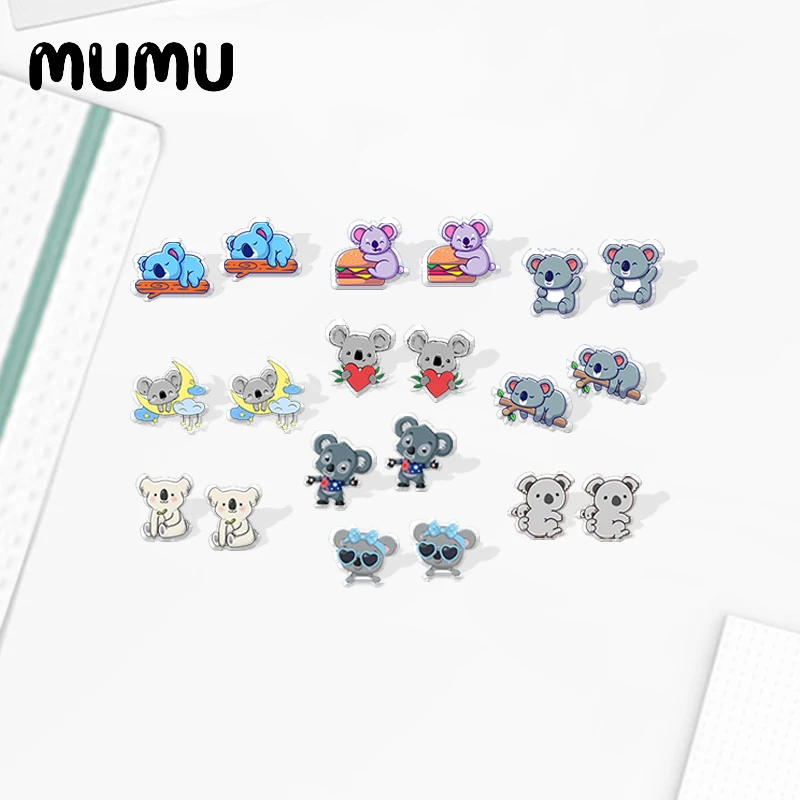 2020 New Baby Koala Stud Earring Cute Animal Acrylic Earrings Resin Epoxy Jewelry Handmade Items