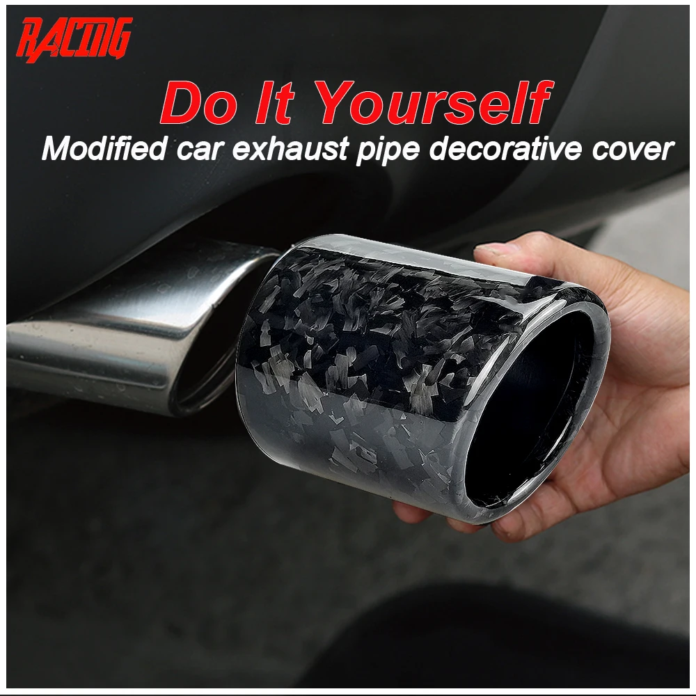 Modified Do-it-yourself Car Exhaust Pipe DIY Forged Carbon Fiber Crimping Style Shell Tail Throat Decorative Cover