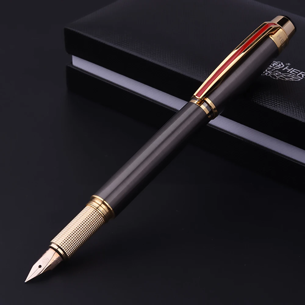 Imagem -01 - Herói 200e 14k Coleção de Ouro Caneta Fonte Fino Nib 0.6 mm Arma-cinza com Clipe de Prata Presente Caneta Caixa de Presente para o Escritório de Negócios Casa heroi 200e 14k colecao de ouro caneta fonte fino nib 06 mm arma cinza com clipe de prata presente caneta caixa de presente para o escritorio de negocios casa 01