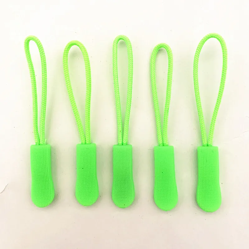 10pcs Green zipper PU zipper handle injection zipper PCV Drawstring head