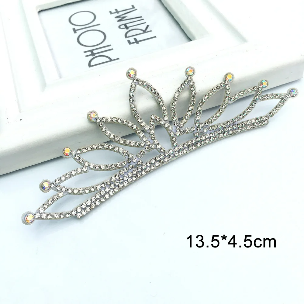 10Pcs/Lot Felt back side Diamond Crown Patches Appliques for DIY headband Headband jewelry Material And  Hair Clip Accessories