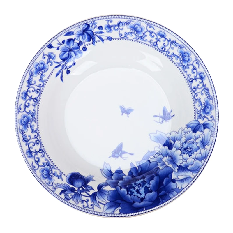 Jingdezhen Ceramic 6 inch/ 8/10 inch Plates Bone China Tableware ish Rice Dishes Blue and White Porcelain Household Dinner plate