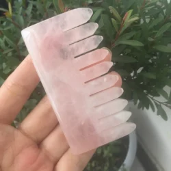 Natural  Rose Quartz Crystal Comb Head Hair Health Massage Gua Sha Combs Healing Health Jade Stones Gifts