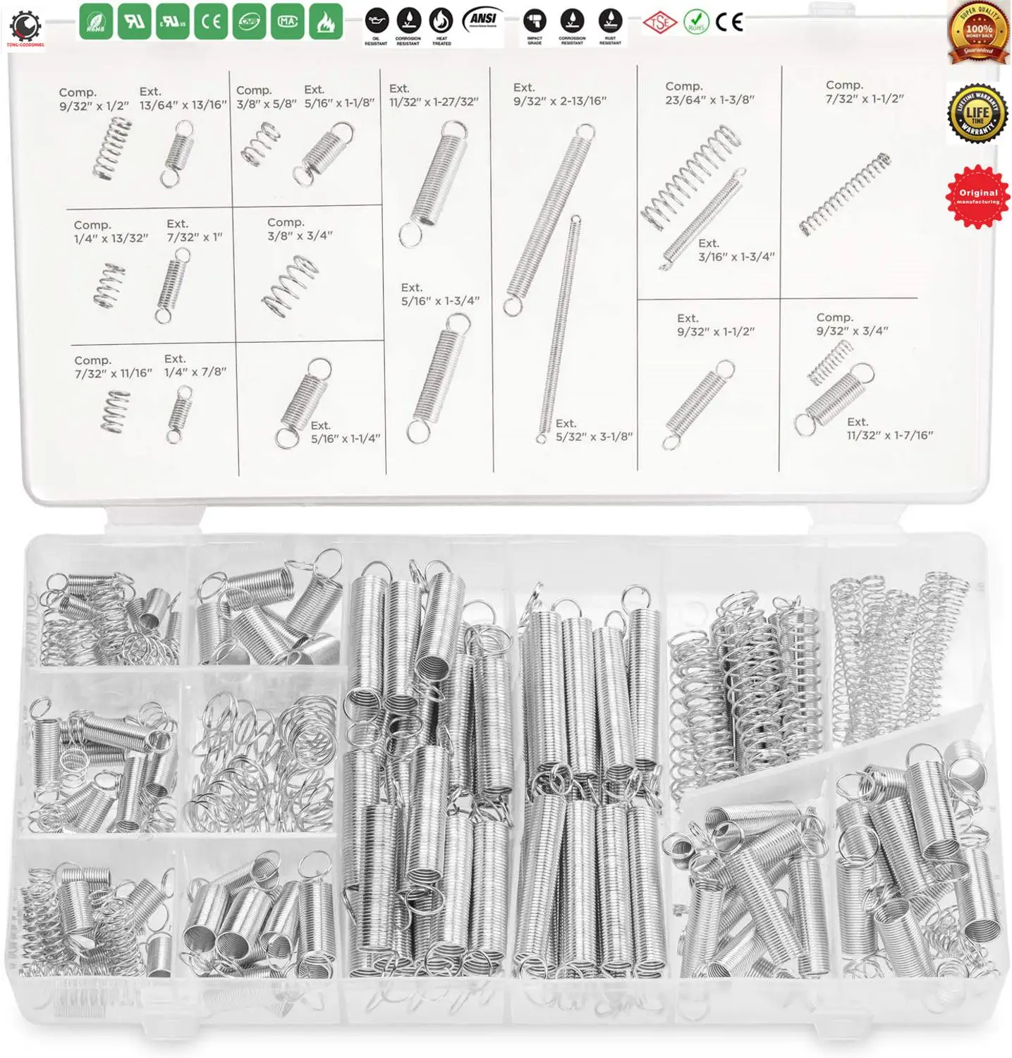 

Spring Assortment Set,Zinc Mechanical Plated Compression and Extension Springs for Repairs,Spring Assortment Kit,Hardware