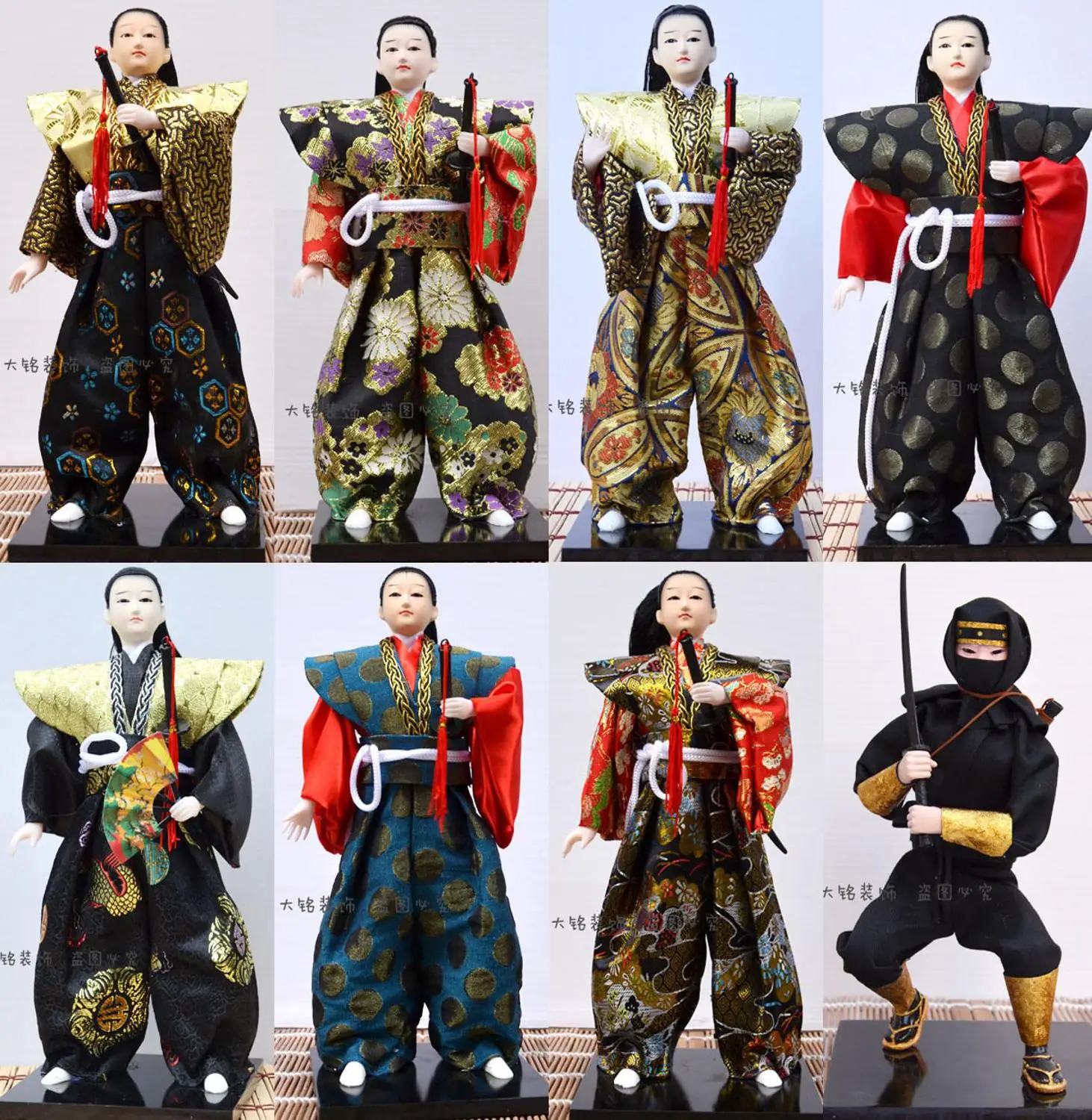 Samurai Japanese Figure Doll Kimono Home Restaurant Decoration 30CM Gift