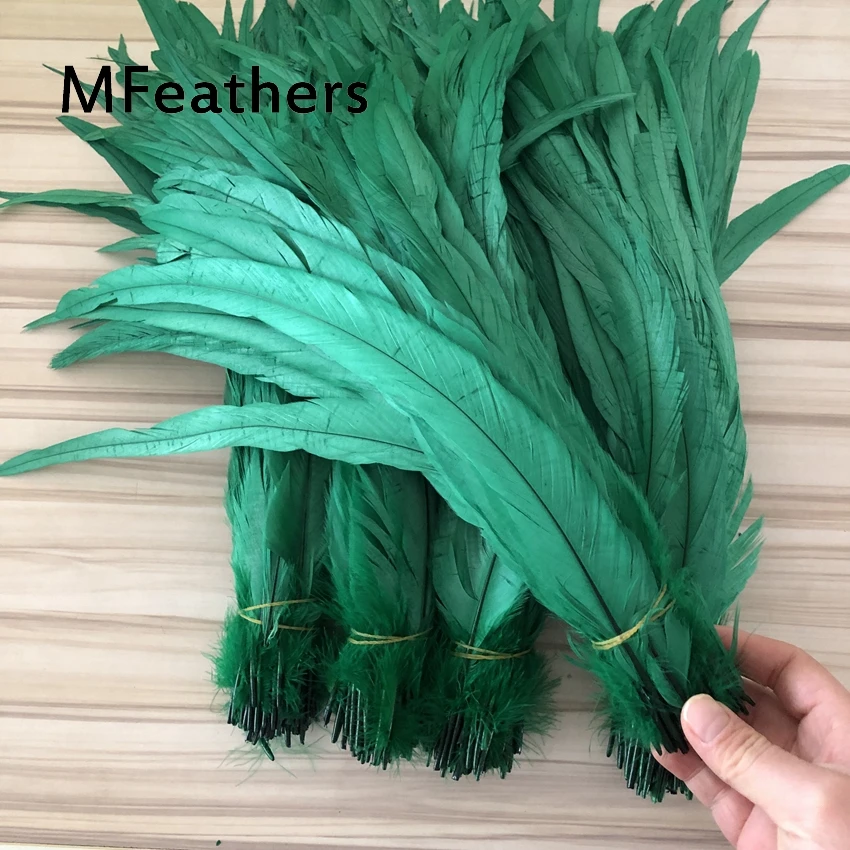 Deep green dyed rooster coque tails 35-40cm 40-45cm long chicken feathers diy natural feather for carnival christmas mask decor.