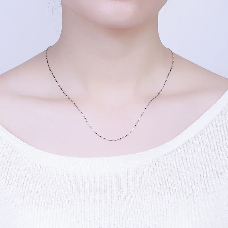 MIQIAO 925 Sterling Silver Melon Seed Chain Long 40 45 50 55 60 CM Width 0.7 0.8 1.2 MM Gold Rose Necklace Pendant Accessories