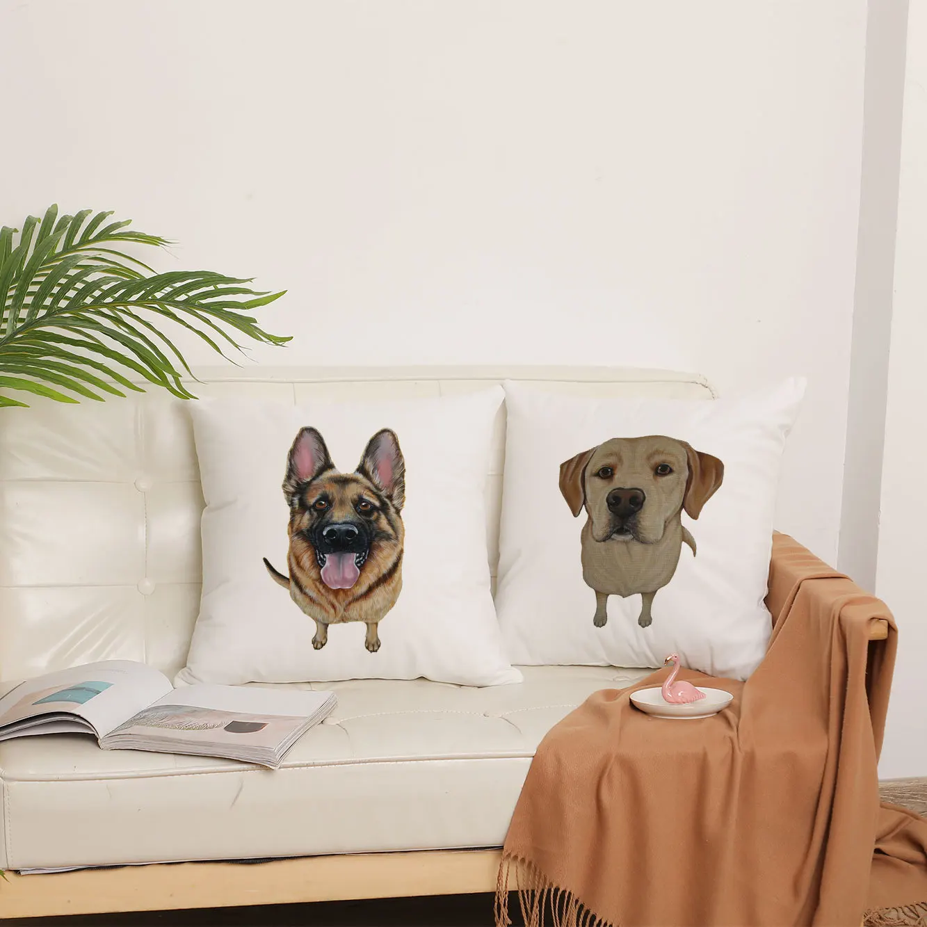 New Dog Pillow Cover Living Room Sofa Cushion Cover Office Bed Head Throw Pillowcase Short Plush Pillow Cover 45x45cm