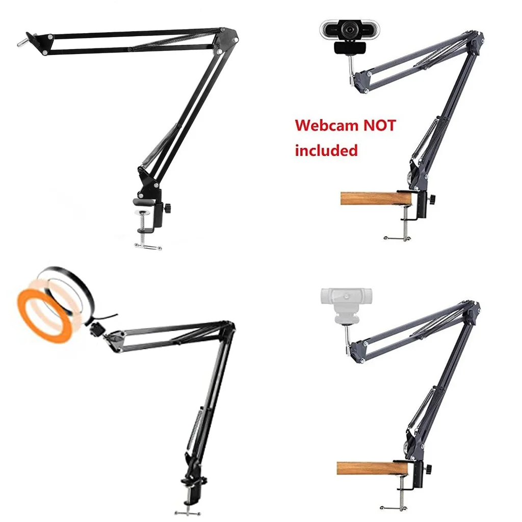 Webcam Stand Desktop Webcam Mount Adjustable Suspension Boom Scissor Arm Camera Desk Clamp Mount Holder