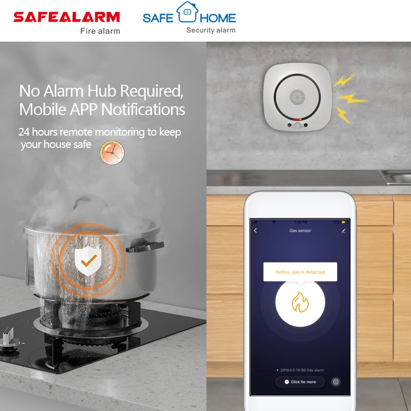 Tuya Smart Life rilevatore di Gas cucina Wireless gpl sensore di perdite di Gas naturale Smartlife APP Control lavora con Alexa Google Assistant