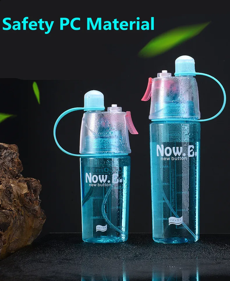 Newest Style Tea Bottle Large 600ML Design For Sport Safety PC Plastic Water Cup Girls School Gift Use Cooling Spray Outdoor