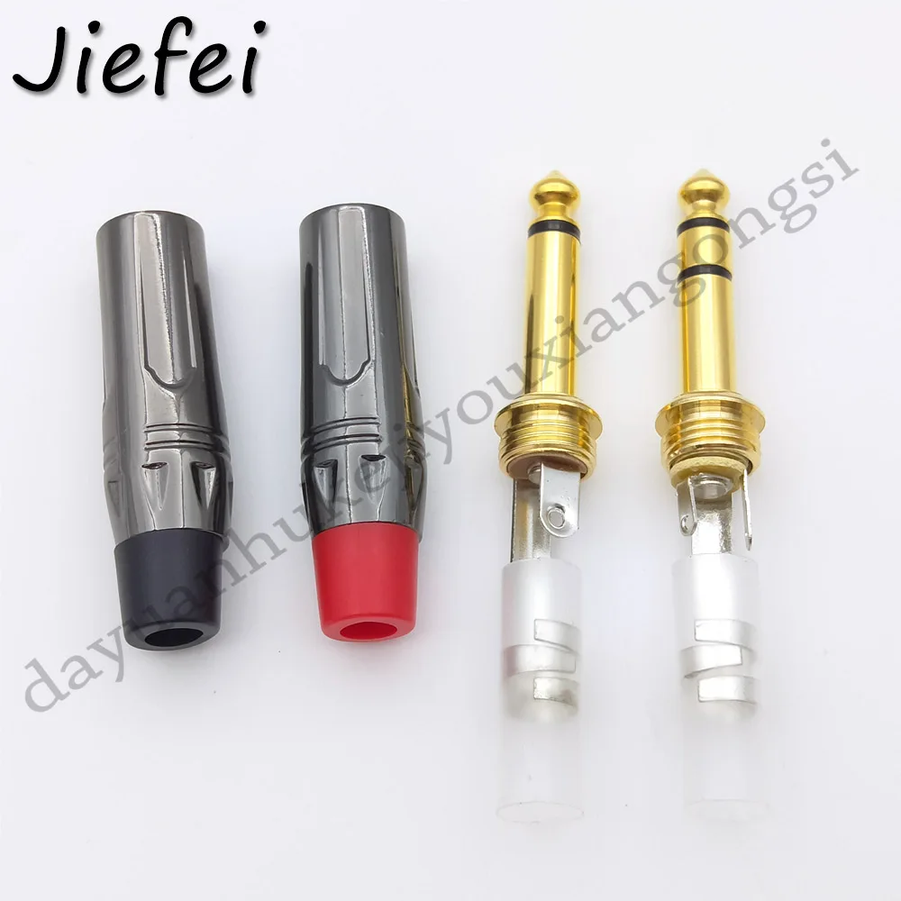 1Pcs 2 Pole Mono / 3 Pole Stereo Jack 6.35mm Connector Gold-Plated 6.3MM 1/4 Inch Plug Audio Microphone Cable Connector