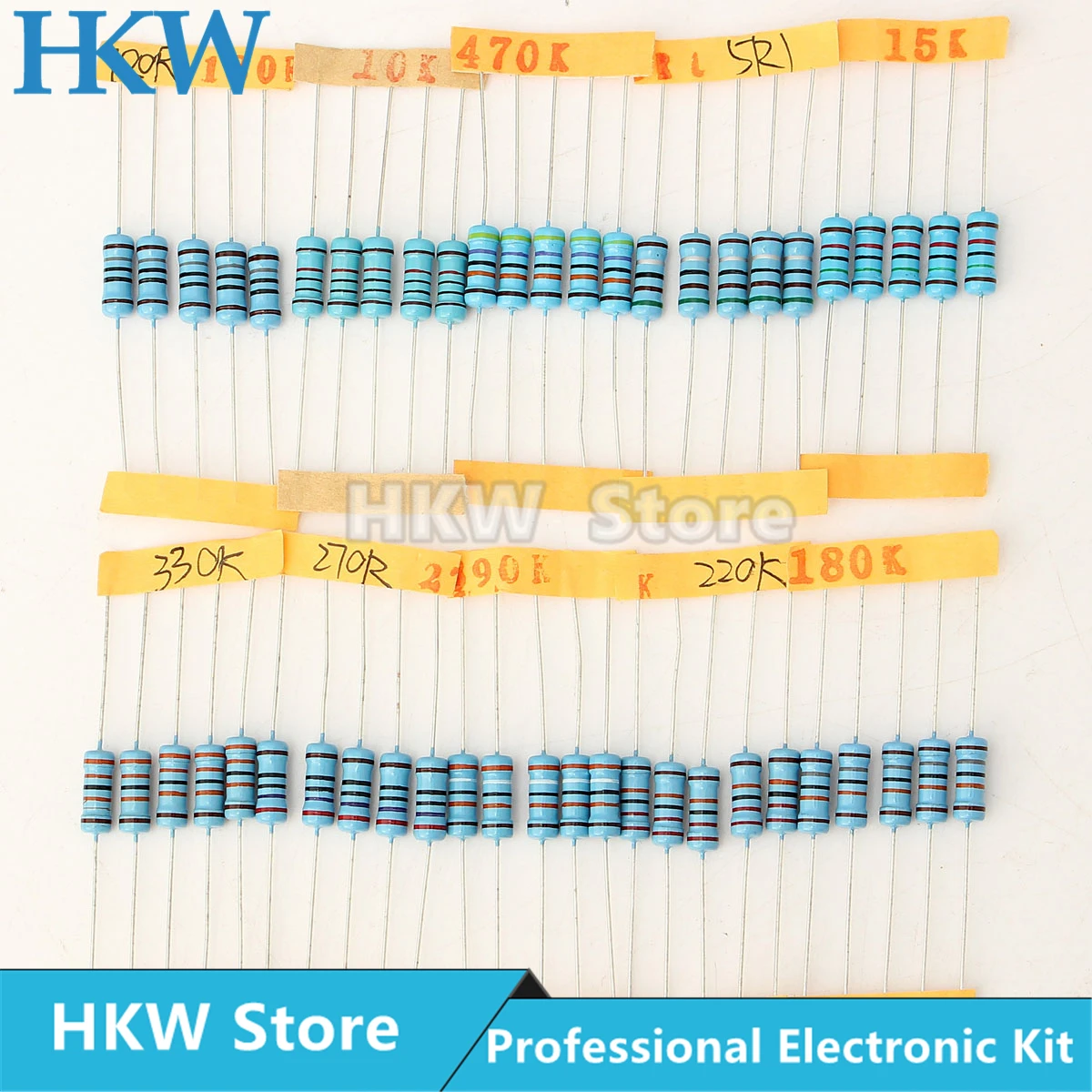 500pcs 100 Values 1W 1 Ohm - 1M Ohm Metal Film Resistor +/-1% Assortment Kit Electronic DIY Resistors Kit DIY KIT 100 Resistance