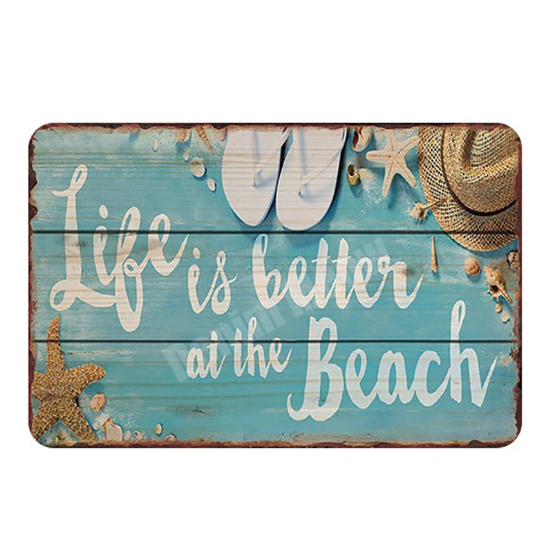 Life Is A Beach Plaque, Vintage Metal Tin Signs, Bar Outdoor Decorative Plates, Mermaid Wall Stickers, Ocean Poster, Home Decor