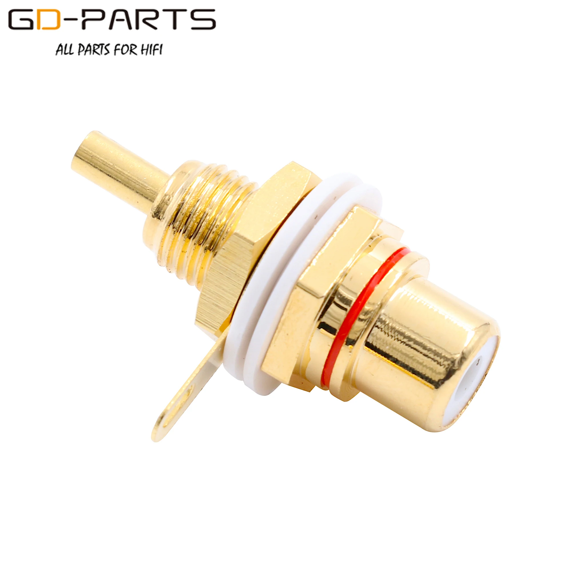 24K Gold Plated Brass Female RCA Jack Socket Hifi Audio Video Signal Cable Connector Terminal For AMP CD Panel Mount Bulk SALES