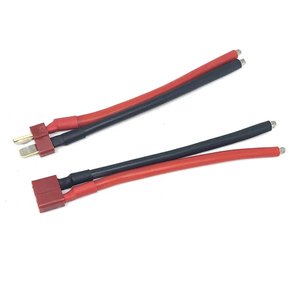 Wholesale 100mm T Plug Battery Connector 12AWG Cable Extension DIY male&female battery Cable for 7.4v 11.1v 14.8v 22.2v battery