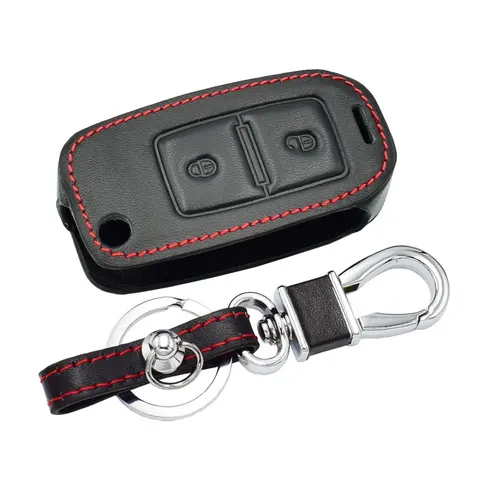 Кожаный чехол для автомобильного ключа VW Volkswagen Bora Golf Mk4 Polo T5 Amarok Jetta 2 кнопки складной пульт дистанционного управления защитный чехол