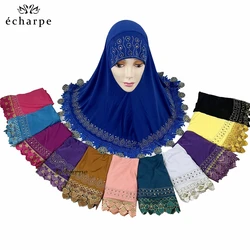 12pcs/ 1 dozen African Women Muslim Arabic Inner Hijab Dubai Scarf with Rhinestones Pull on Islamic Scarf Head wrap Headwear