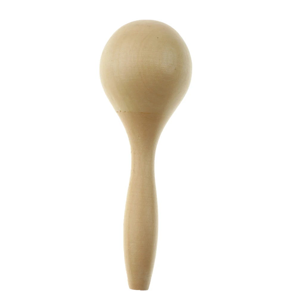 Wood Sand Hammer Maraca Rattle Bell Toy Musical Instrument, Natural Wood