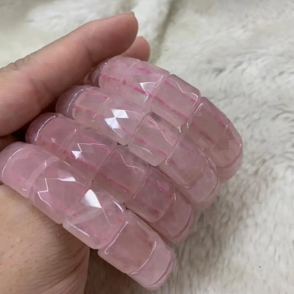 rose quartz stone beads bracelet natural gemstone jewelry bangle for woman for gift wholesale !